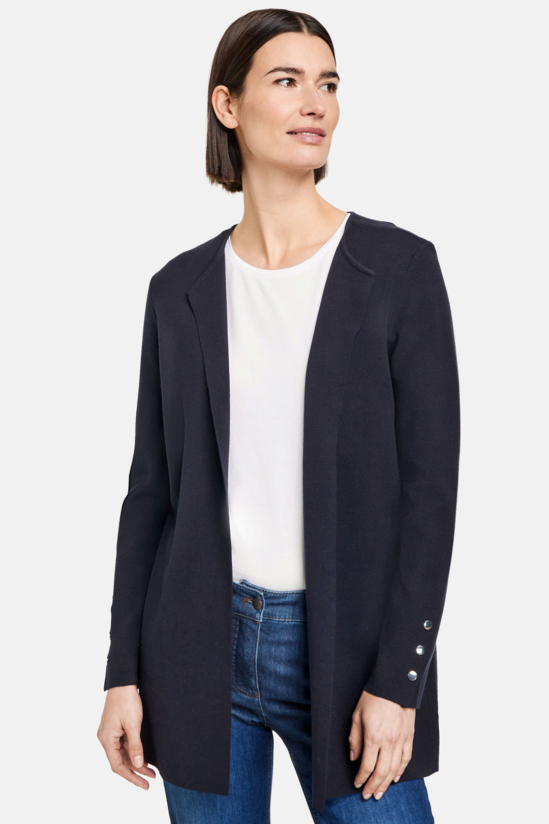 Gerry Weber 935032-44713 Navy Open Front Round Neck Cardigan - Dotique Chesterfield