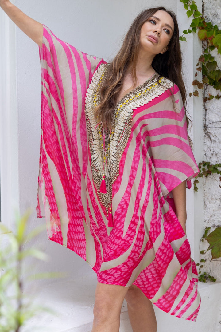 Guilty Beach GBP19 Desert Sands Pink Swirl Kaftan - Dotique Chesterfield