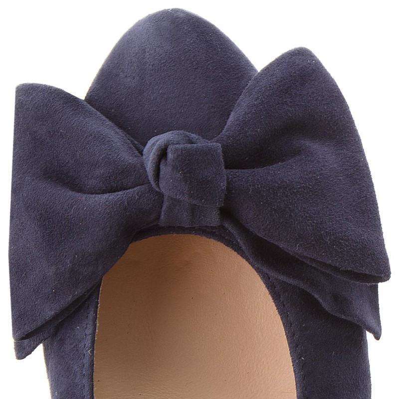 Hogl 3500 dark Blue Velour Wedge Shoe 4212 bow