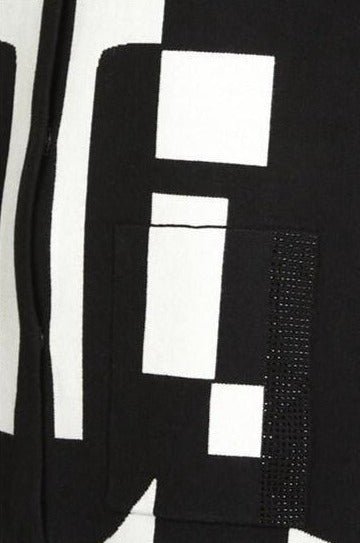 I'cona 67081 Black and White Cardigan Detail | Dotique