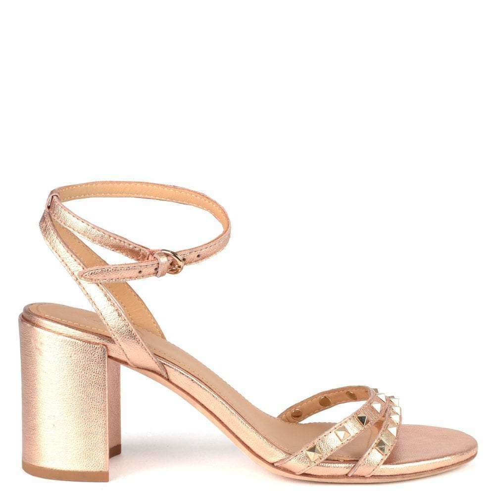 Ash JANIS Rose Gold Leather Studded Heeled Sandals side