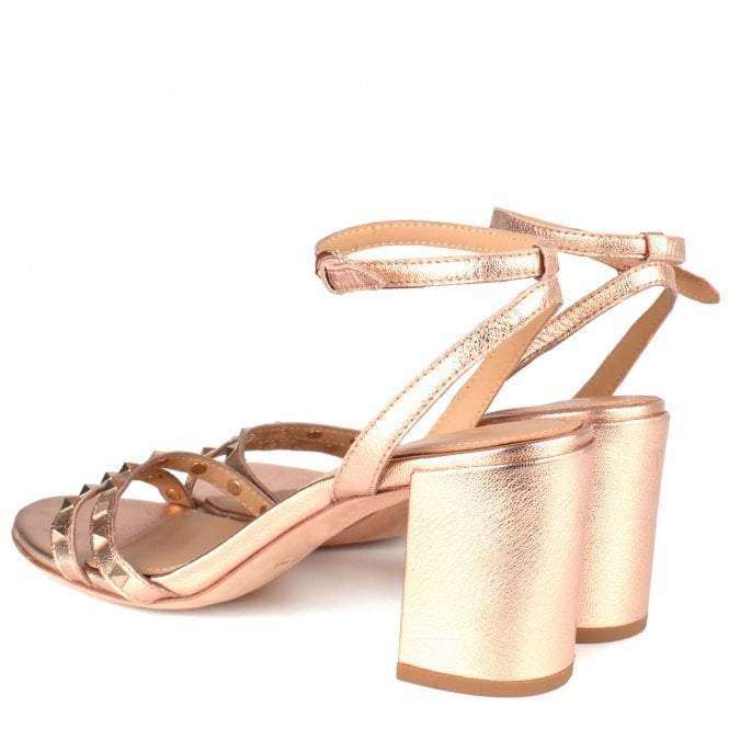 Ash JANIS Rose Gold Leather Studded Heeled Sandals back