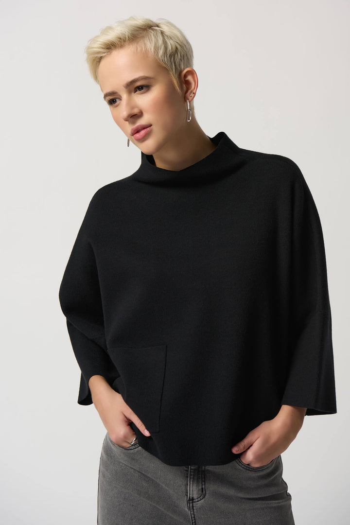 Joseph Ribkoff 233907 Black Funnel Neck Boxy Jumper - Dotique