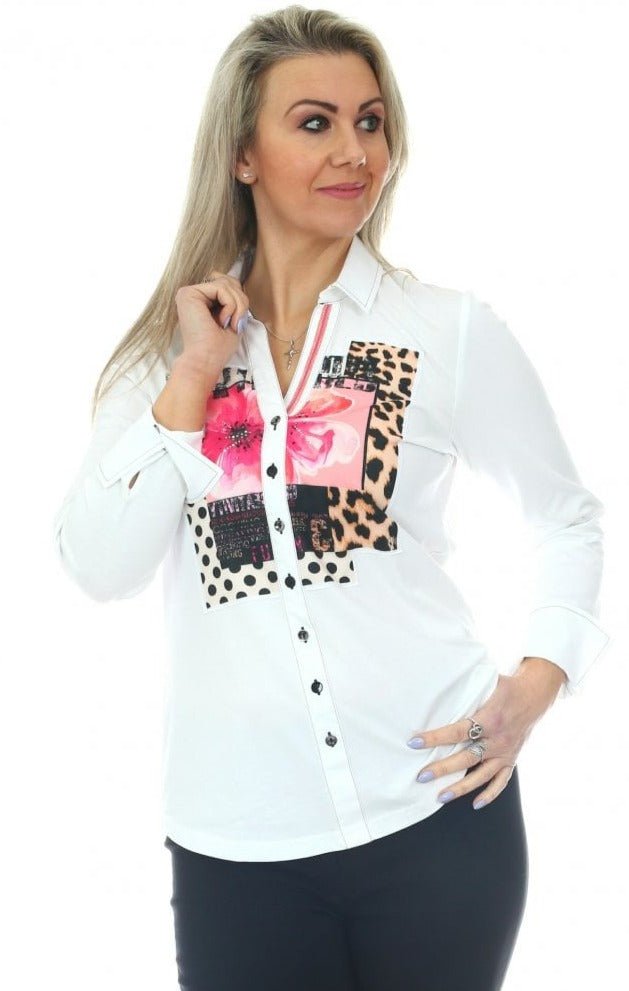Just White J1553 White Blouse - Dotique - Just White