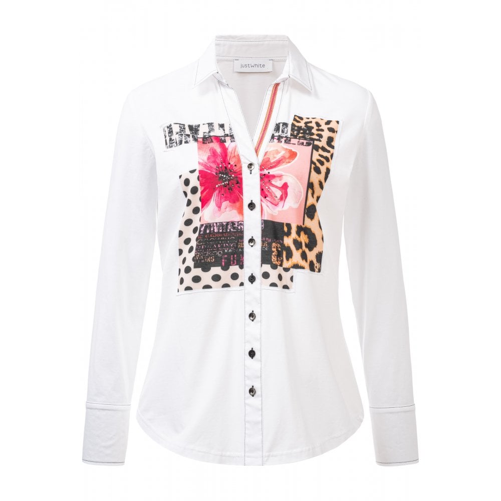 Just White J1553 White Blouse - Dotique - Just White