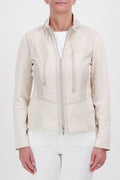 Just White J4244 054 Beige Melange Drawstring Neck Jacket - Dotique