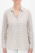 Just White J4287 055 Beige Druck Circle Print Blouse - Dotique