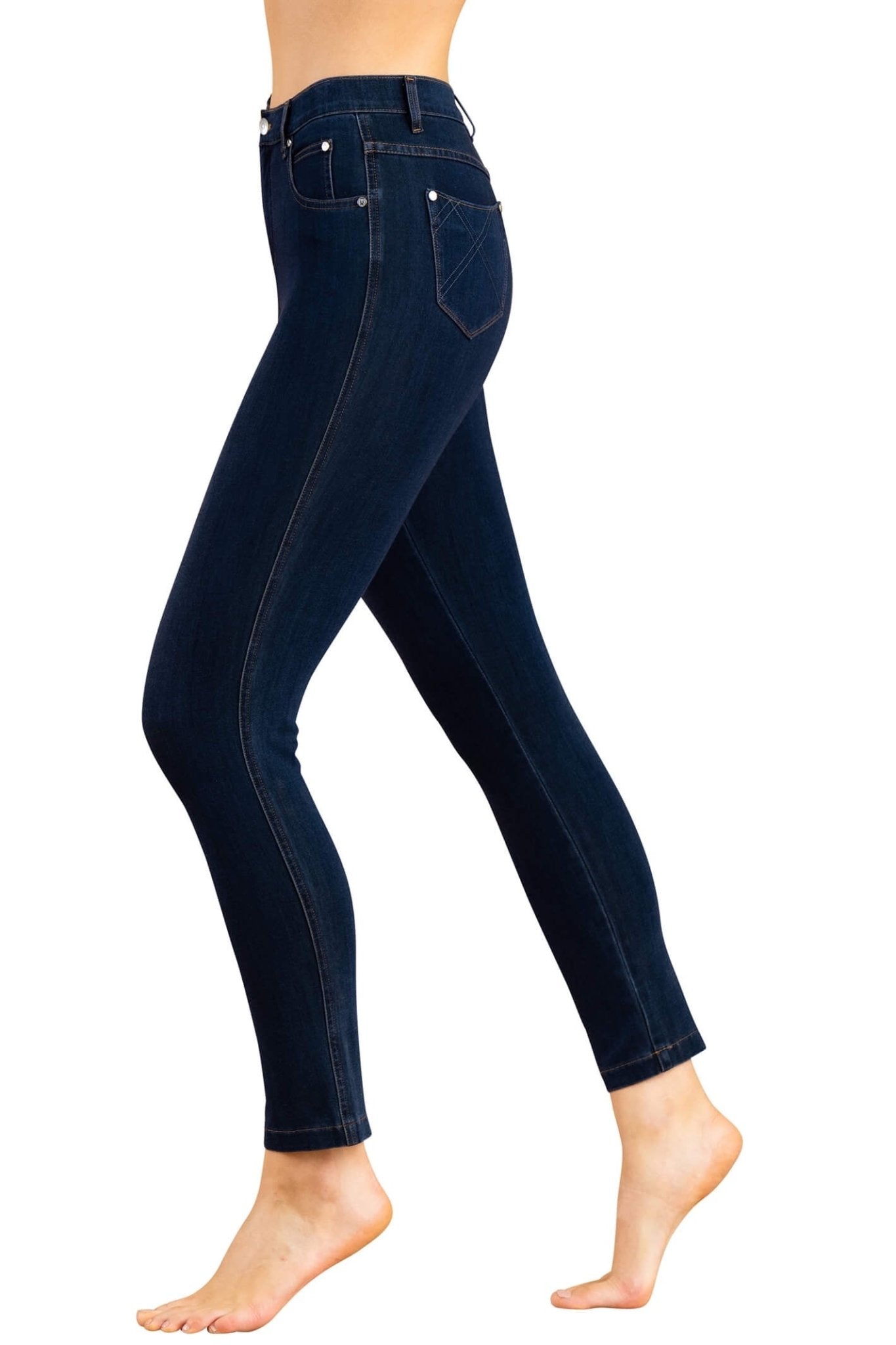 Marble 2406 183 Dark Blue Denim 7/8th Ankle Grazer Jeans - Dotique