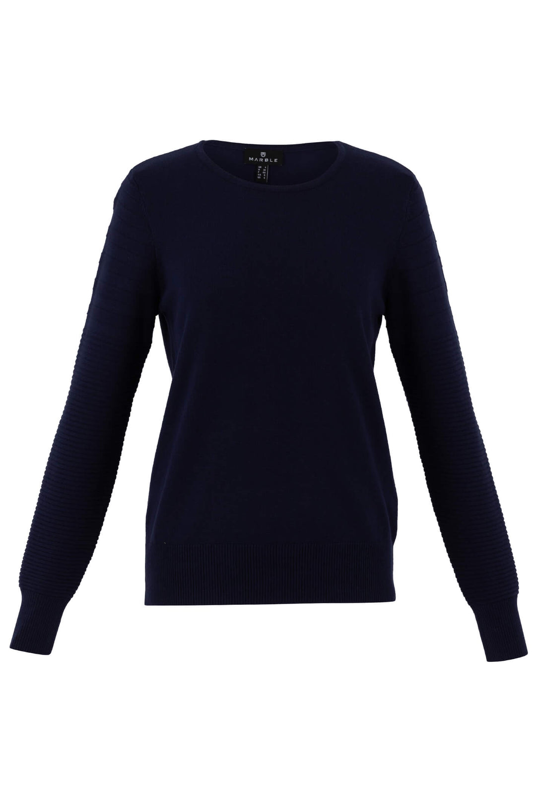 Marble 7102 103 Navy Ribbed Sleeve Jumper - Dotique