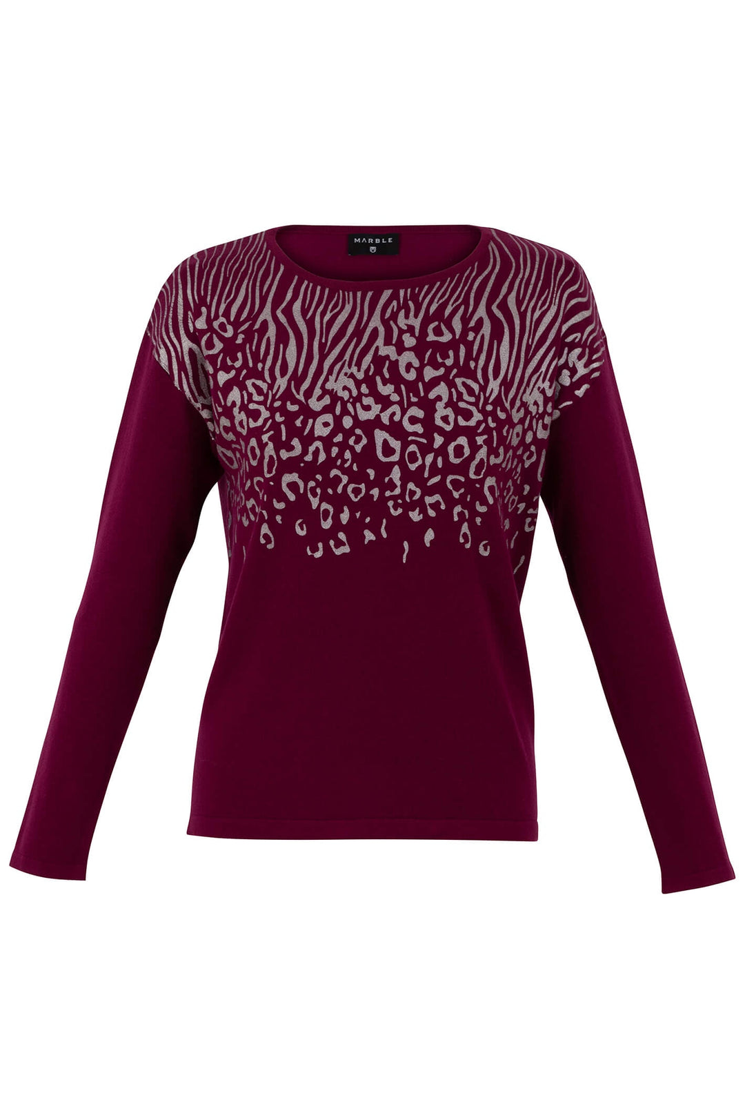 Marble 7117 205 Berry Red Animal Print Jumper - Dotique