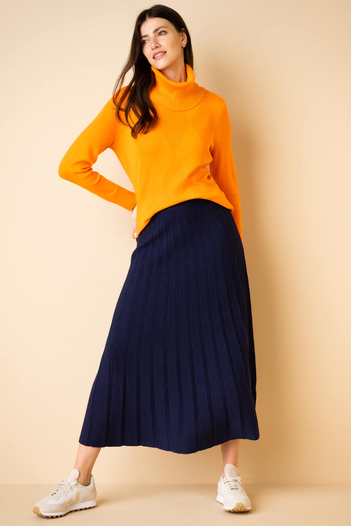 Navy knit outlet midi skirt