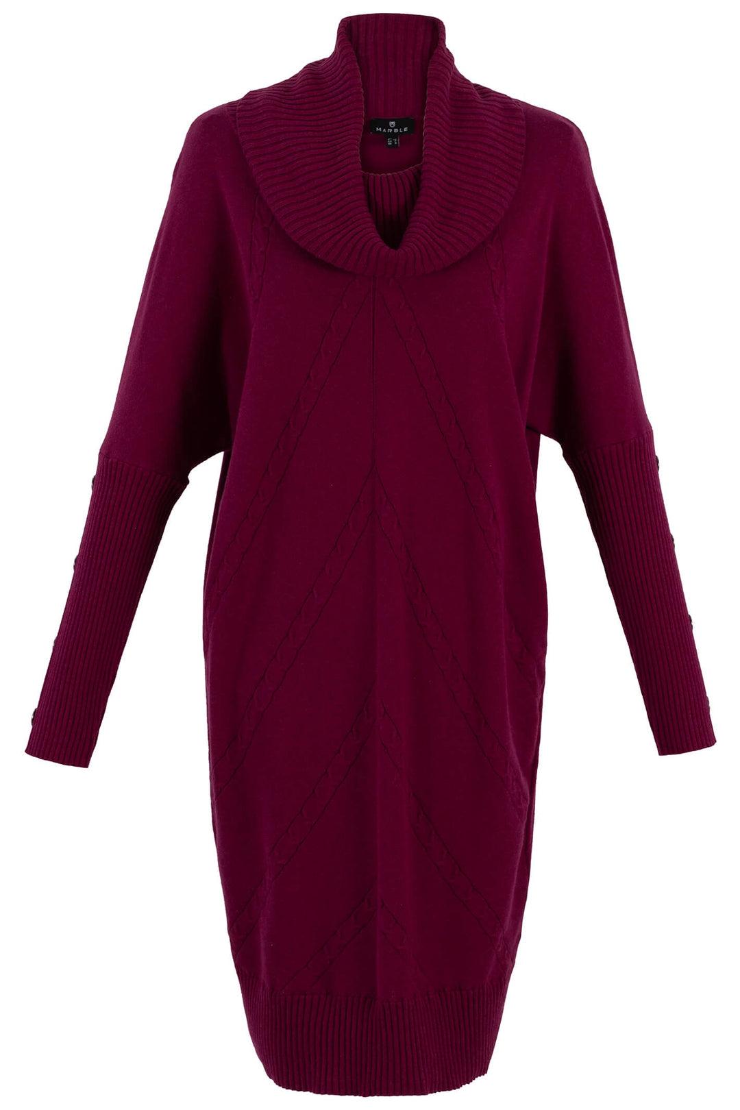 Marble 7184 205 Berry Red Cowl Neck Knit Dress - Dotique