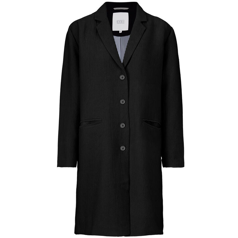 Masai Black Tura Coat Front | Dotique
