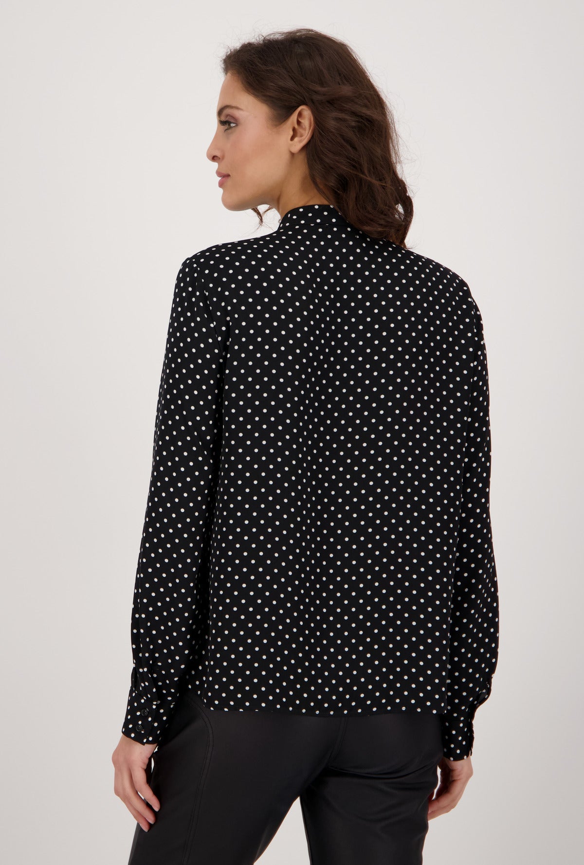 Monari 405881 Black Polka Dot Filly Blouse Back Model | Dotique