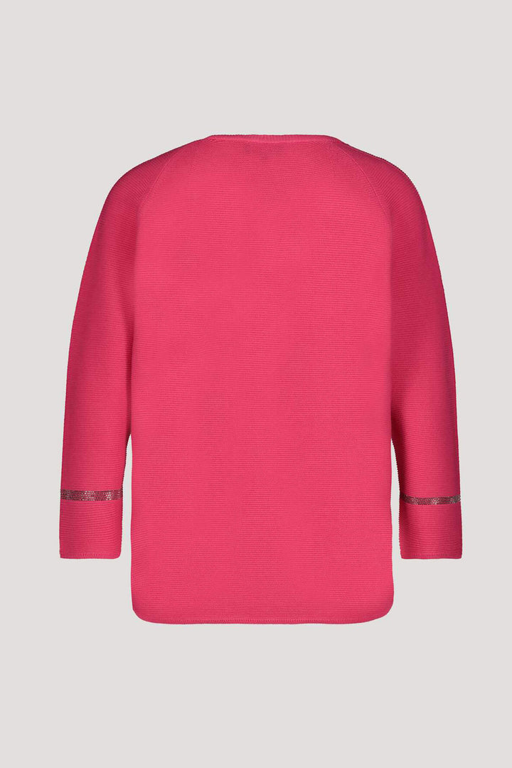 Monari 406083 Rose Pink V-Neck Knitted Jumper - Dotique