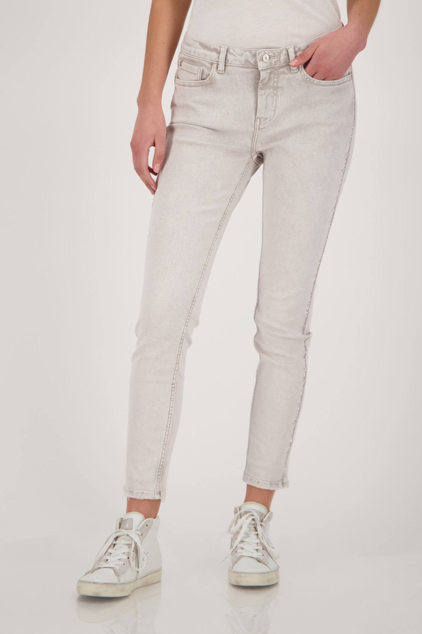 Monari 406230 Cashew Jeans with Rhinestones - Dotique