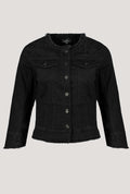 Monari 406580 Short Black Denim Jacket 3/4 Sleeves Front | Dotique