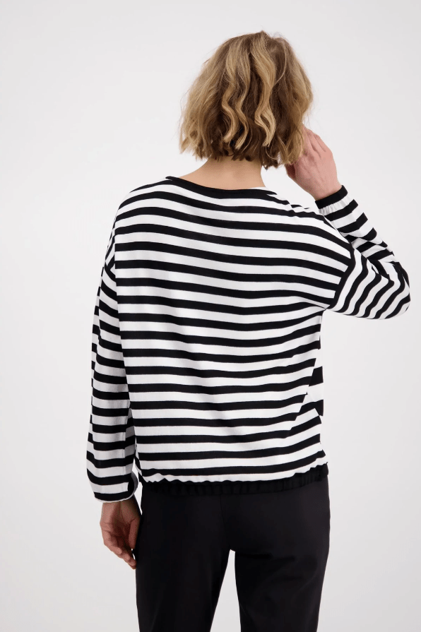 Monari 407269 Black and White Striped Jumper Back | Dotique