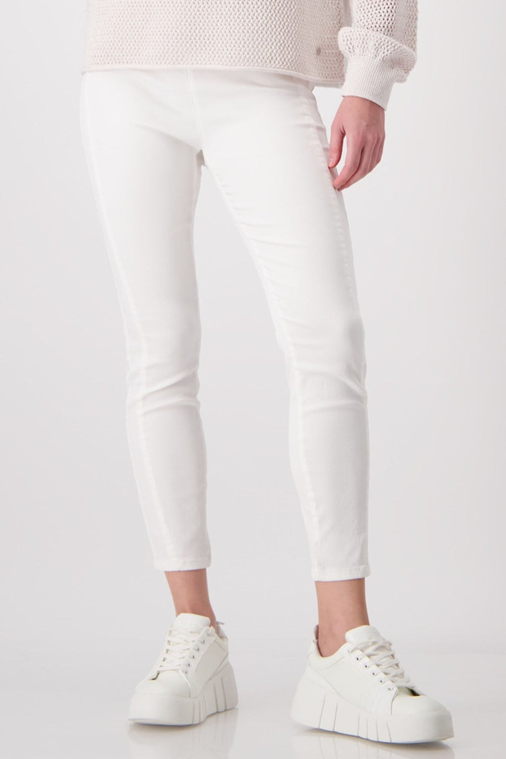 Monari 408411 Off White Pull-On Trousers - Dotique