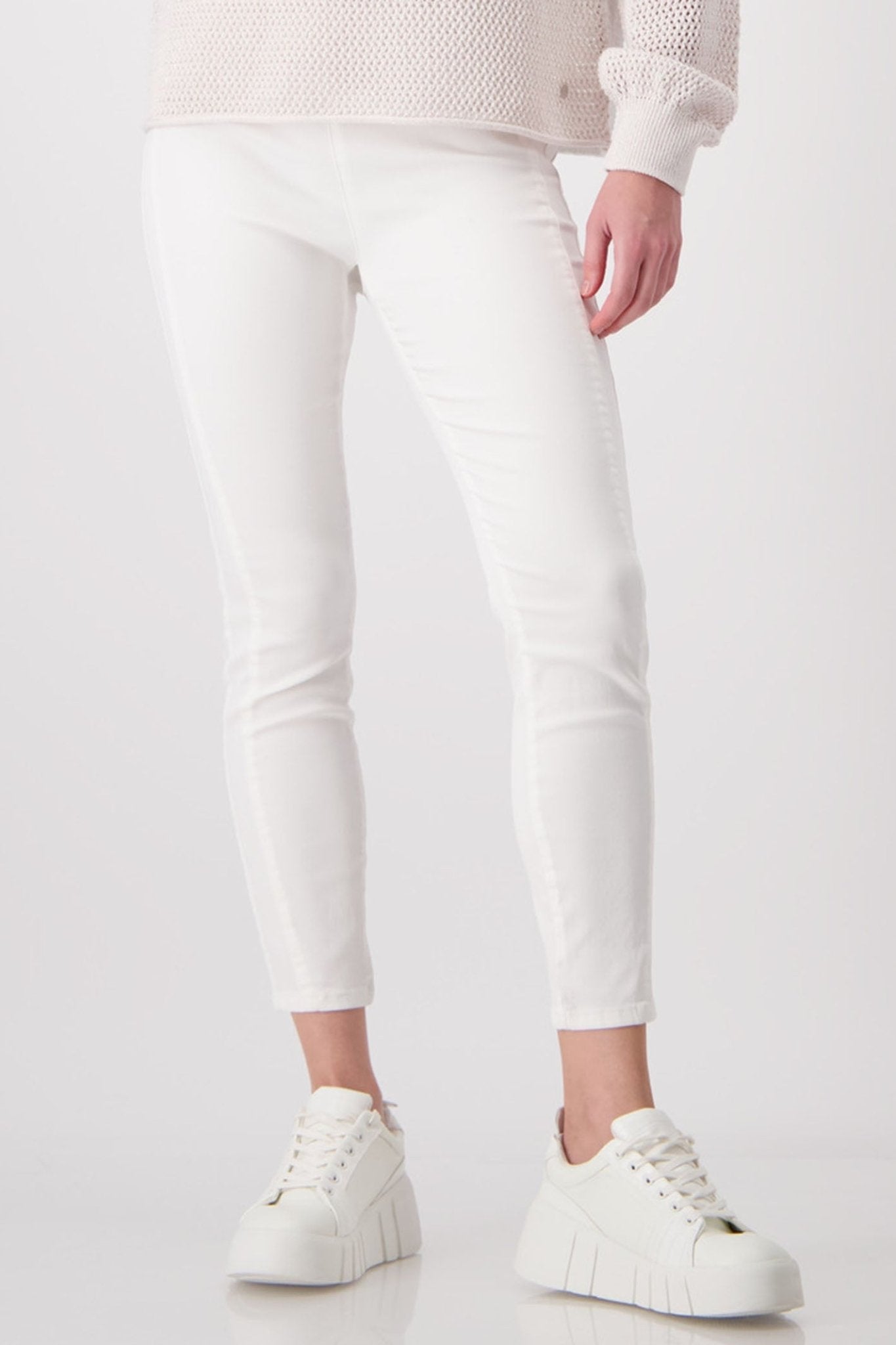 Monari 408411 Off White Pull-On Trousers - Dotique