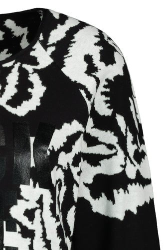 Monari 804655 Black/ White Cotton Jacquard Jumper shoulder