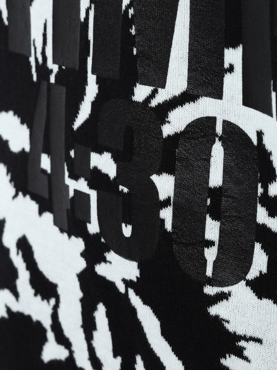 Monari 804655 Black/ White Cotton Jacquard Jumper close up text