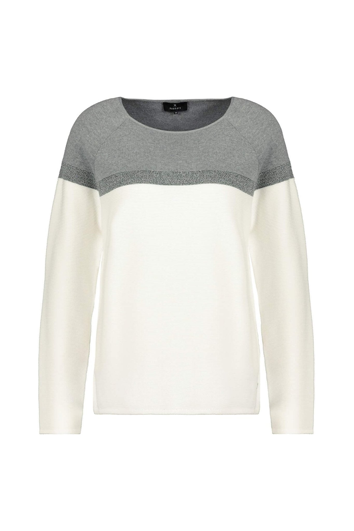 Monari 804821 Off White Colour Block Sweater - Dotique