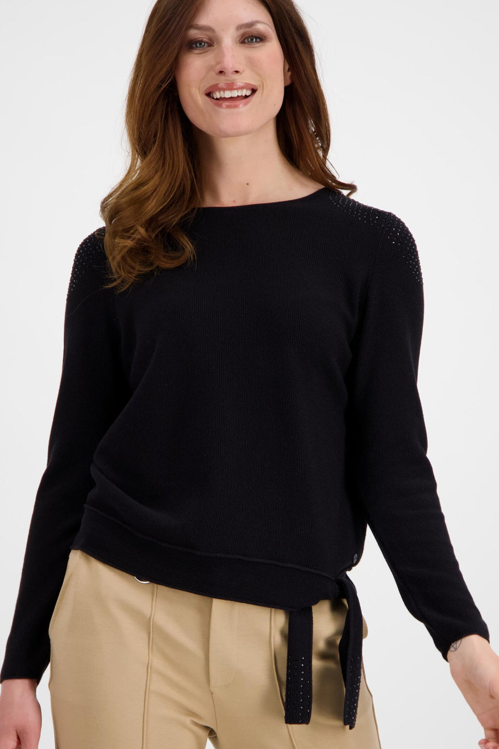 Monari 804988 Black Sweater with Rhinestone - Dotique