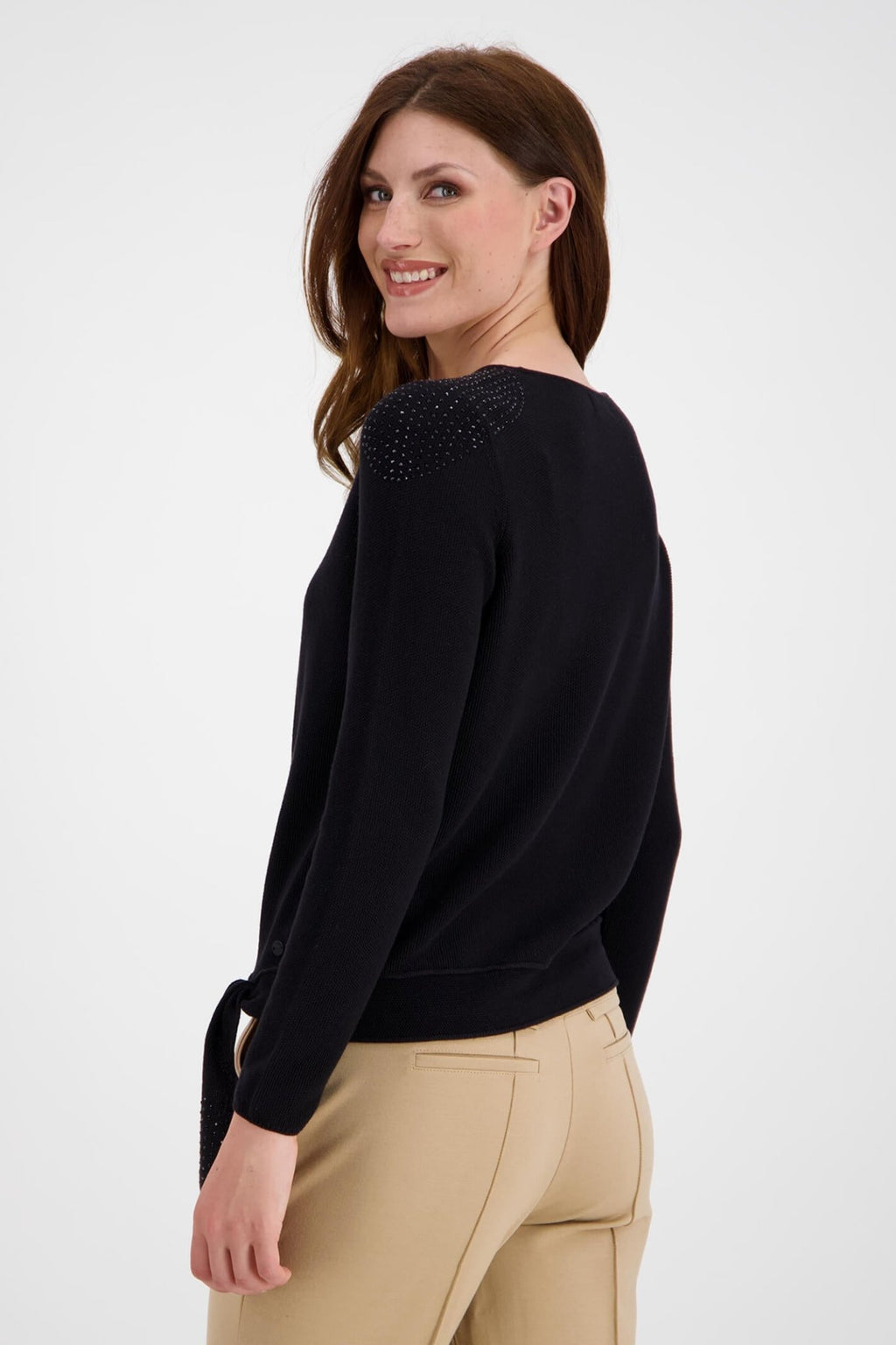 Monari 804988 Black Sweater with Rhinestone - Dotique