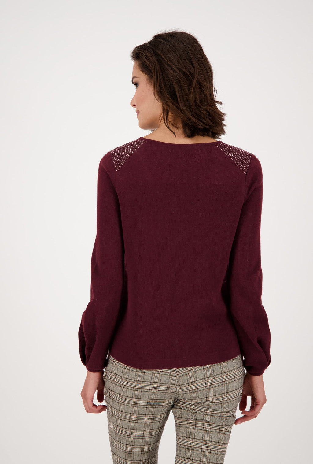 Monari 805526 Berry Wine Cotton Pullover - Dotique - Monari