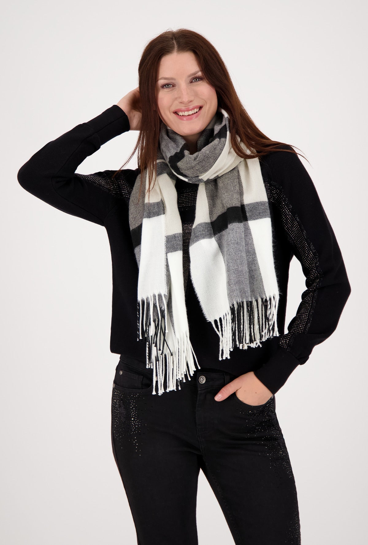 Monari 805697 Pearl Scarf Lifestyle Front | Dotique