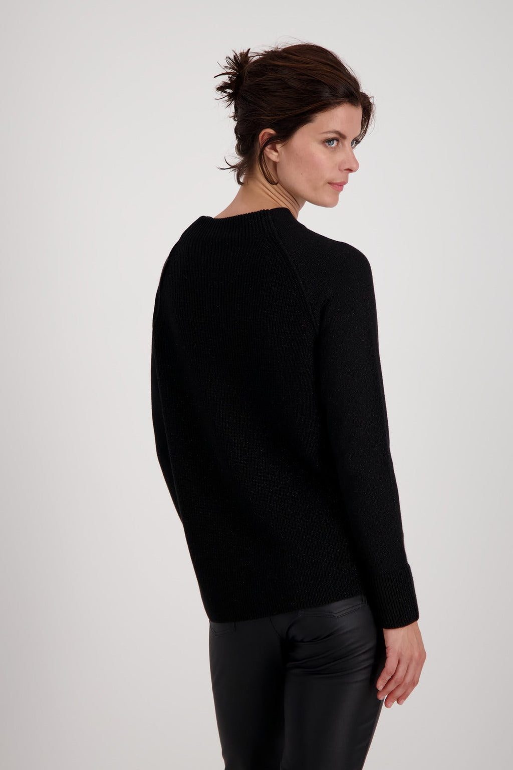 Monari 806641 Black Stand Up Collar Jumper Back | Dotique