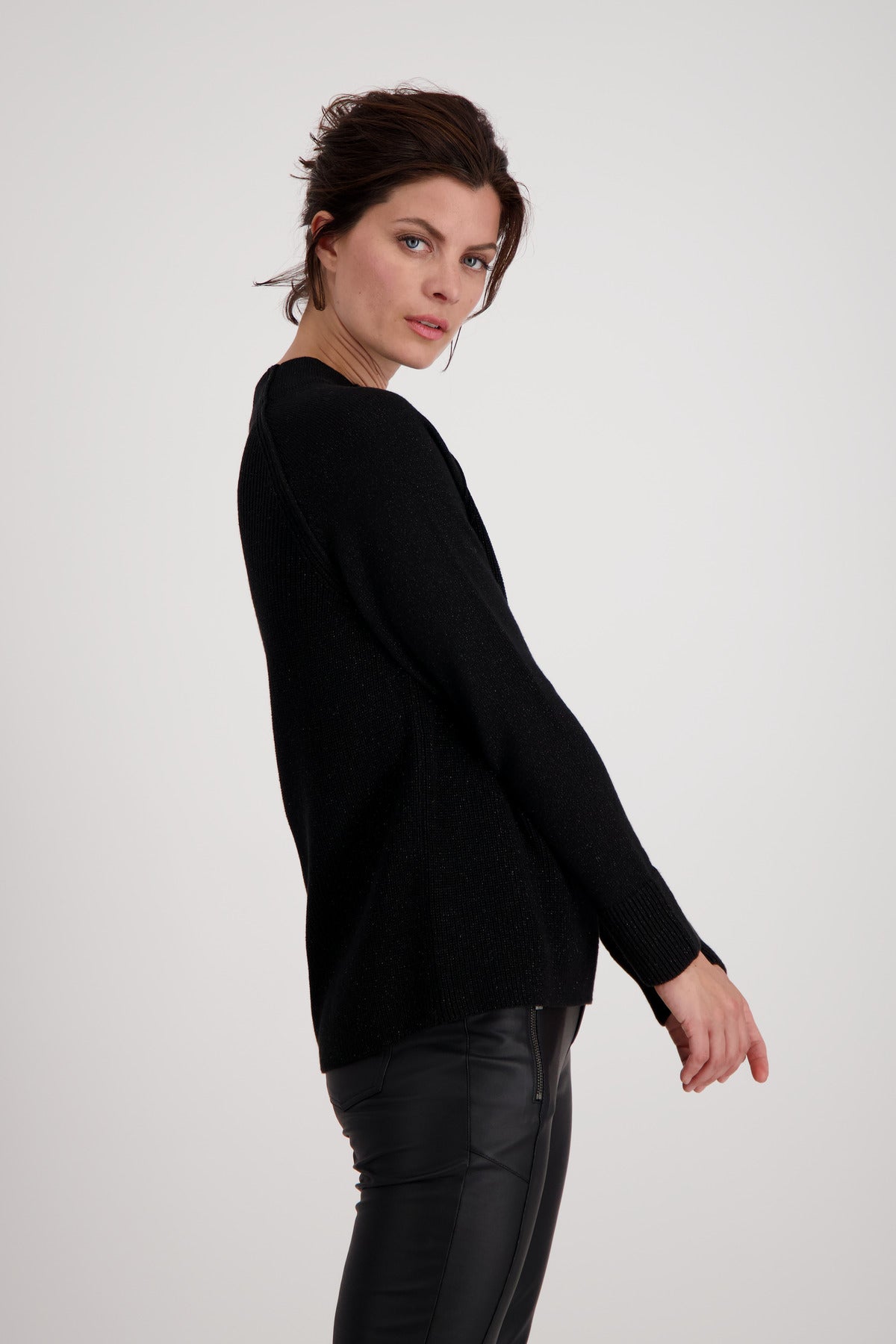 Monari 806641 Black Stand Up Collar Jumper Side| Dotique