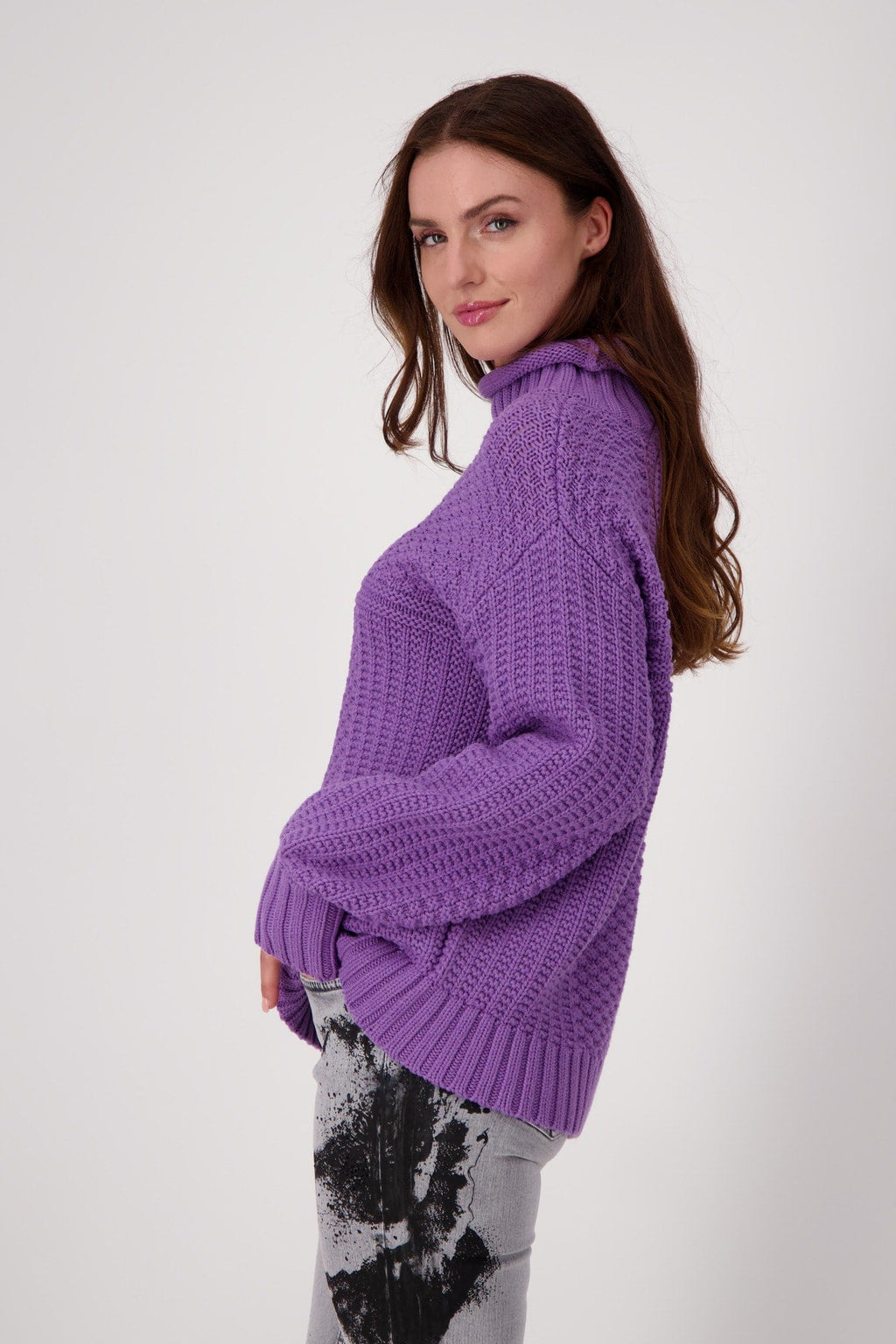 Monari 806694 Violet Stand up Collar Jumper Dotique side