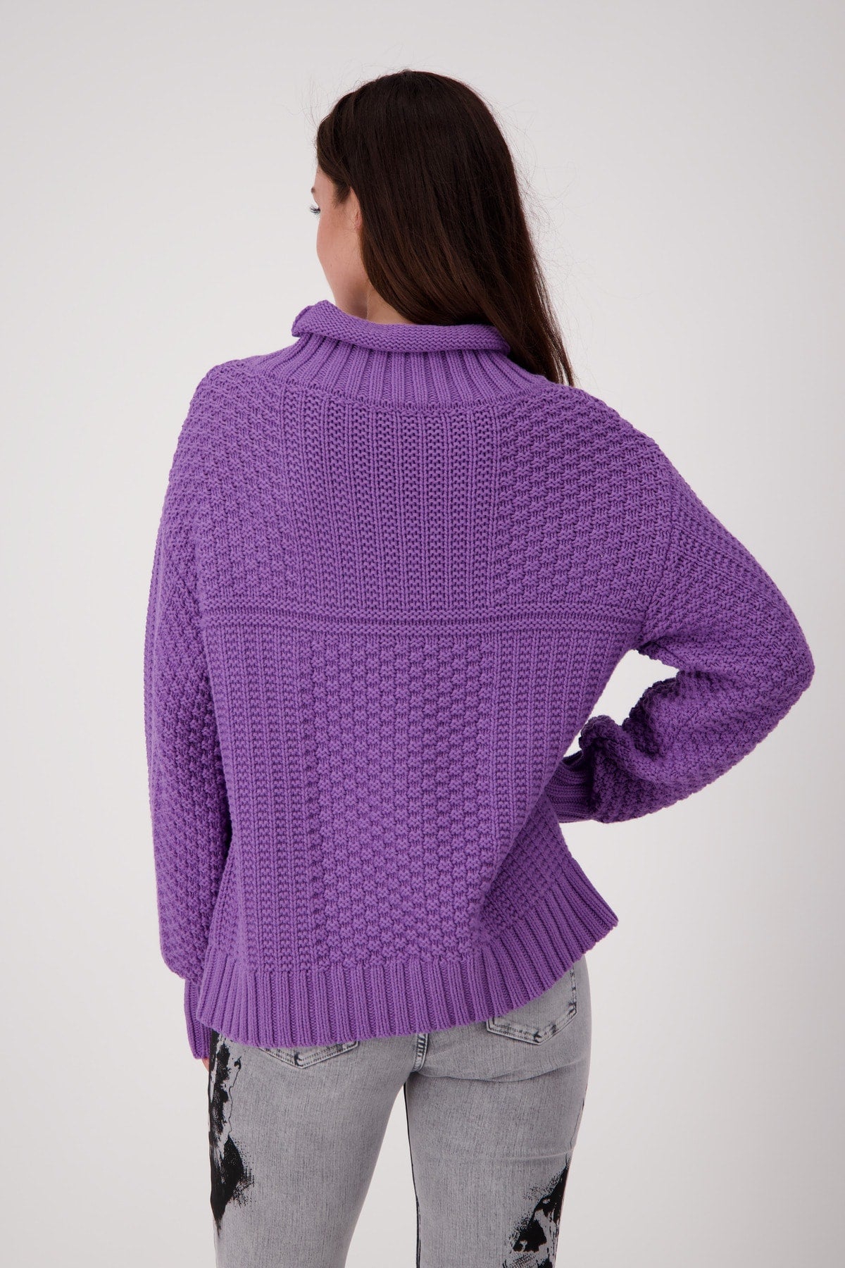 Monari 806694 Violet Stand up Collar Jumper Dotique  back