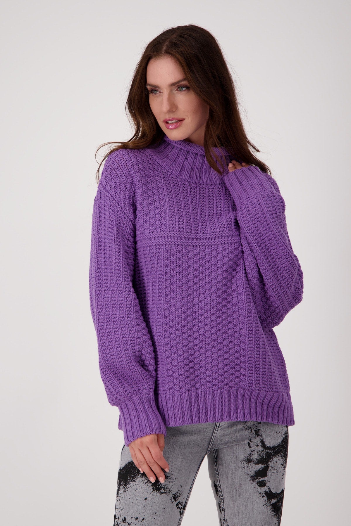 Monari 806694 Violet Stand up Collar Jumper Dotique model