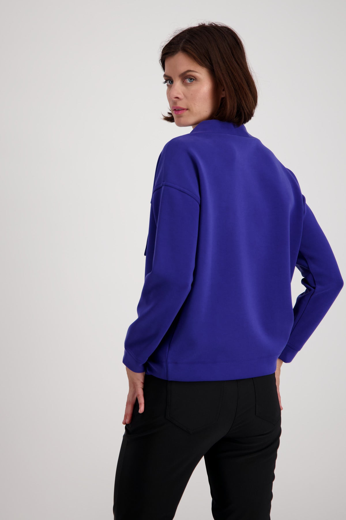 Monari 806748 Royal Blue Stand Up Collar Sweatshirt | Dotique