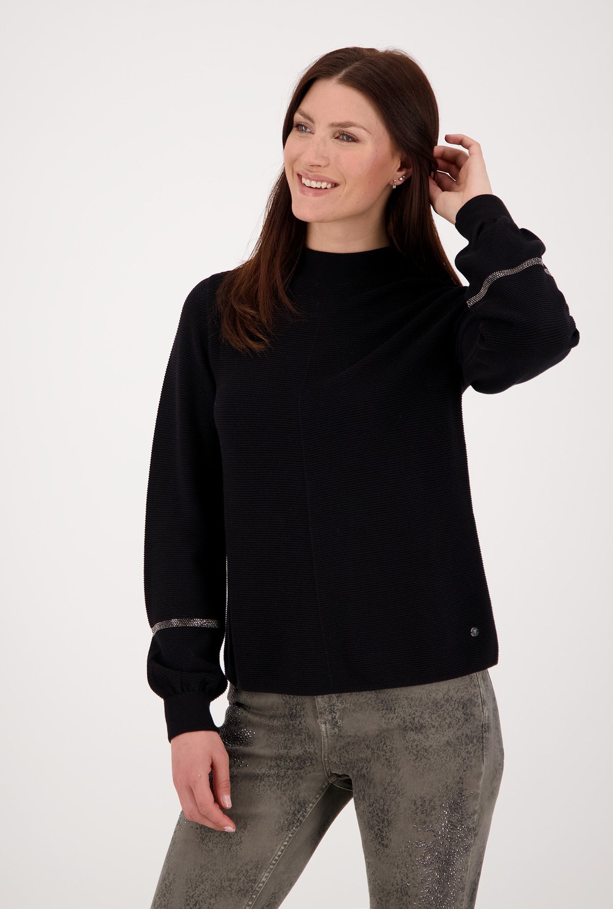 Monari Black One Tone Knit Jumper Lifestyle 2 Dotique