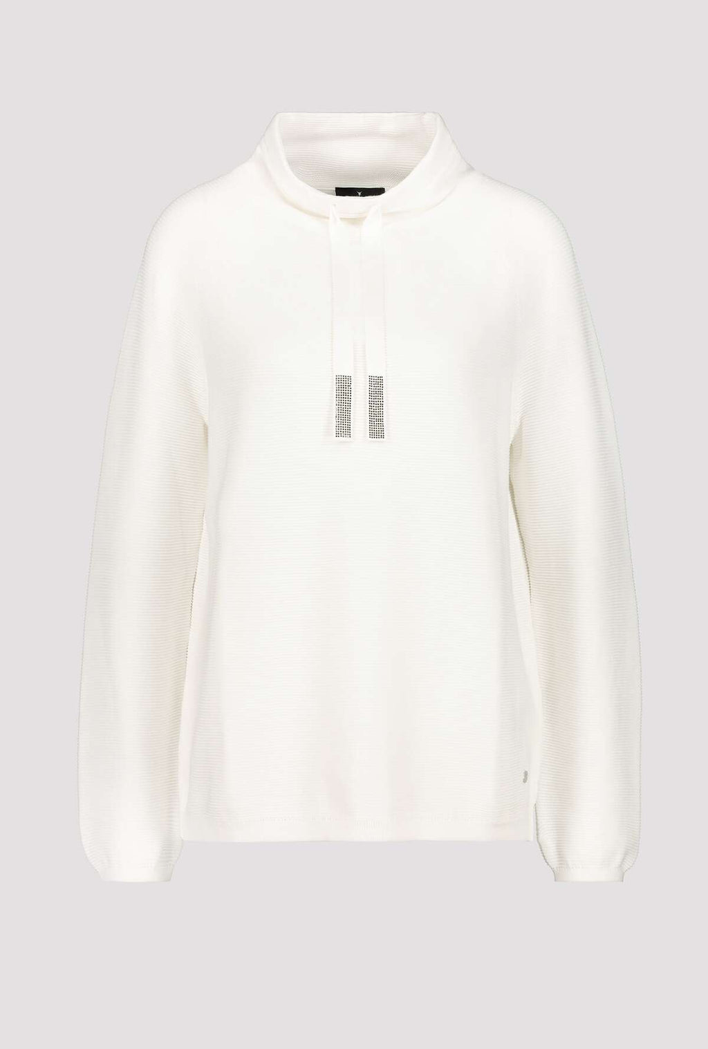 Monari One Tone Off-White Jumper 100% Cotton with Rhinestones Front | Dotique