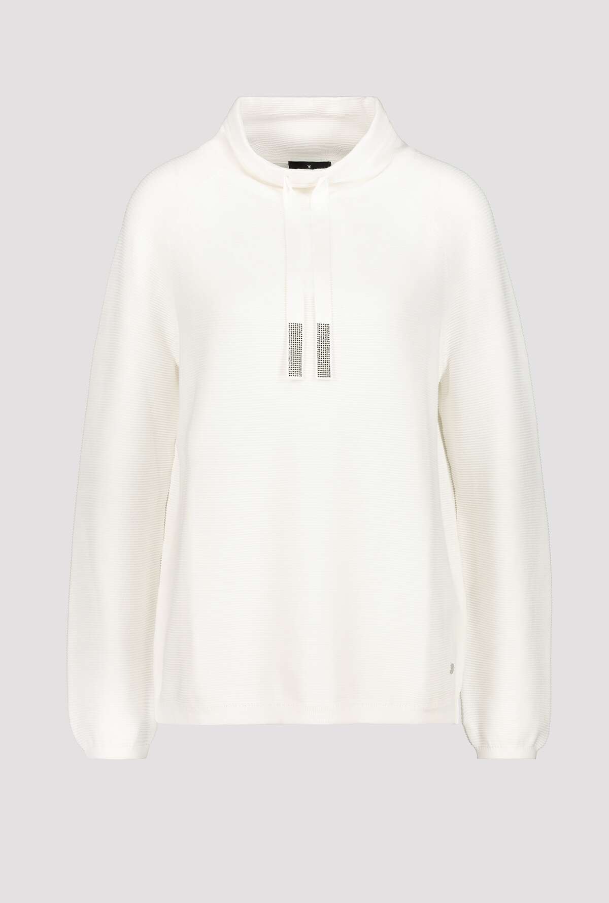 Monari One Tone Off-White Jumper 100% Cotton with Rhinestones Front | Dotique