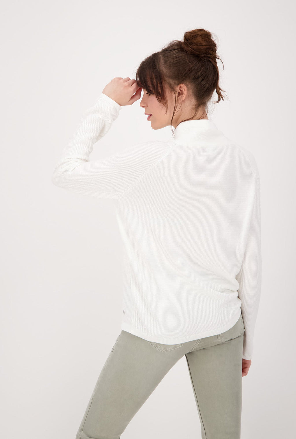 Monari One Tone Off-White Jumper 100% Cotton with Rhinestones Lifestyle 3 | Dotique