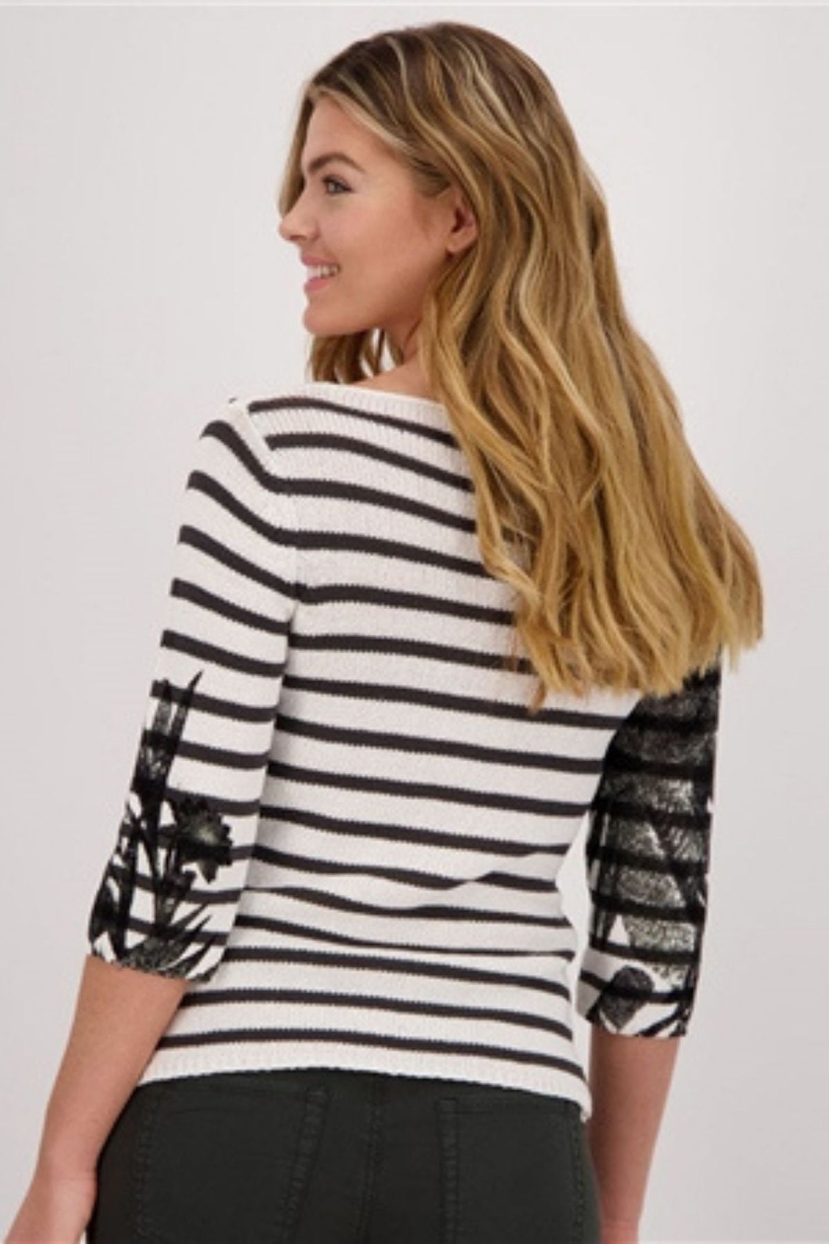 Monari 406175 Pine Striped Knitted Jumper front Back | Dotique
