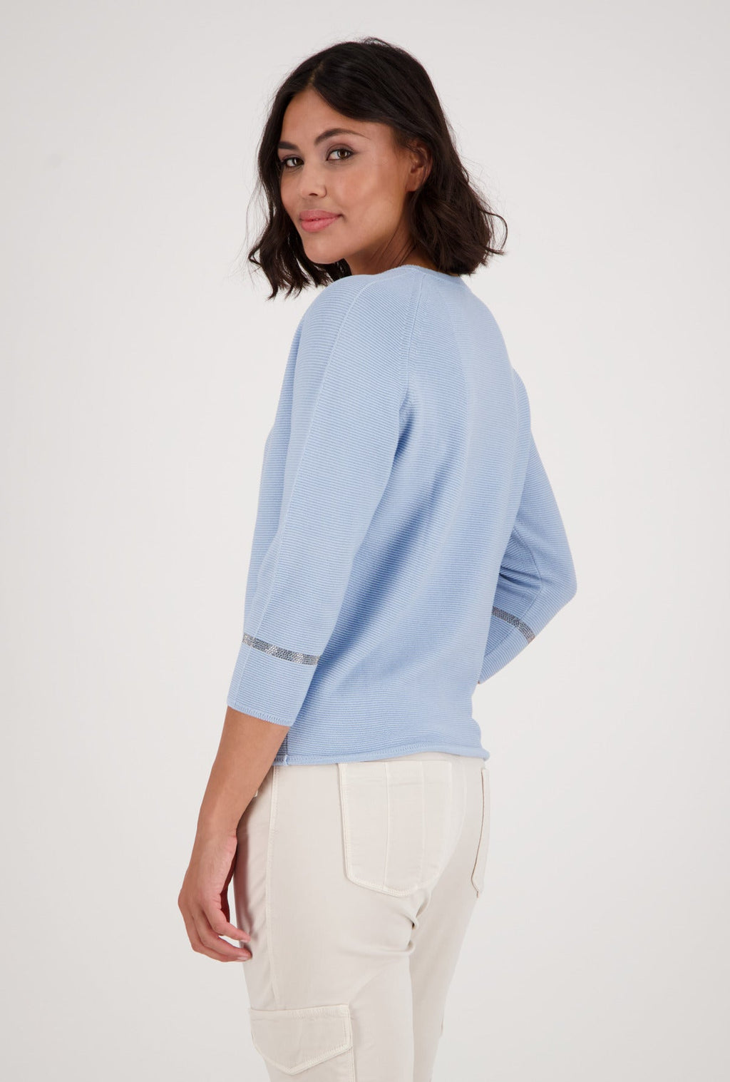 Monari 406083 Sky Blue V Neck Pullover side