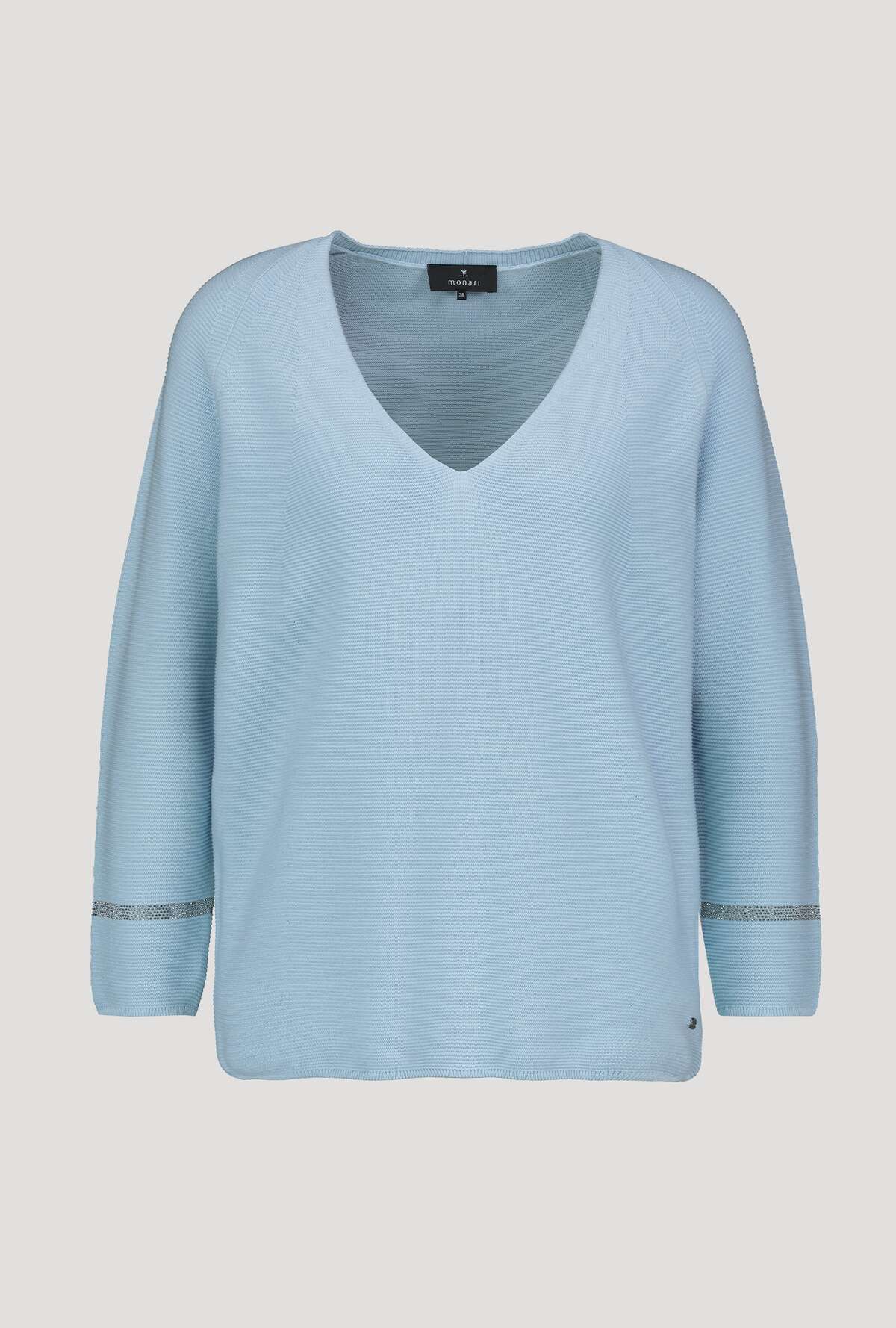 Monari 406083 Sky Blue V Neck Pullover front