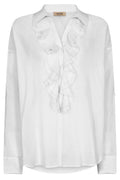 Mos Mosh 153740 MMJelena White Ruffle Front Voile Shirt - Dotique Boutique