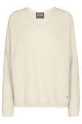 Mos Mosh 153900 MMThora Cream Ecru V-Neck Relaxed Fit Jumper - Dotique Chesterfield