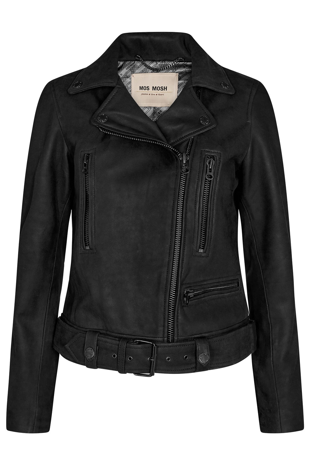 Mos Mosh 156840 MMAlmina Black Biker Style Leather Jacket - Dotique