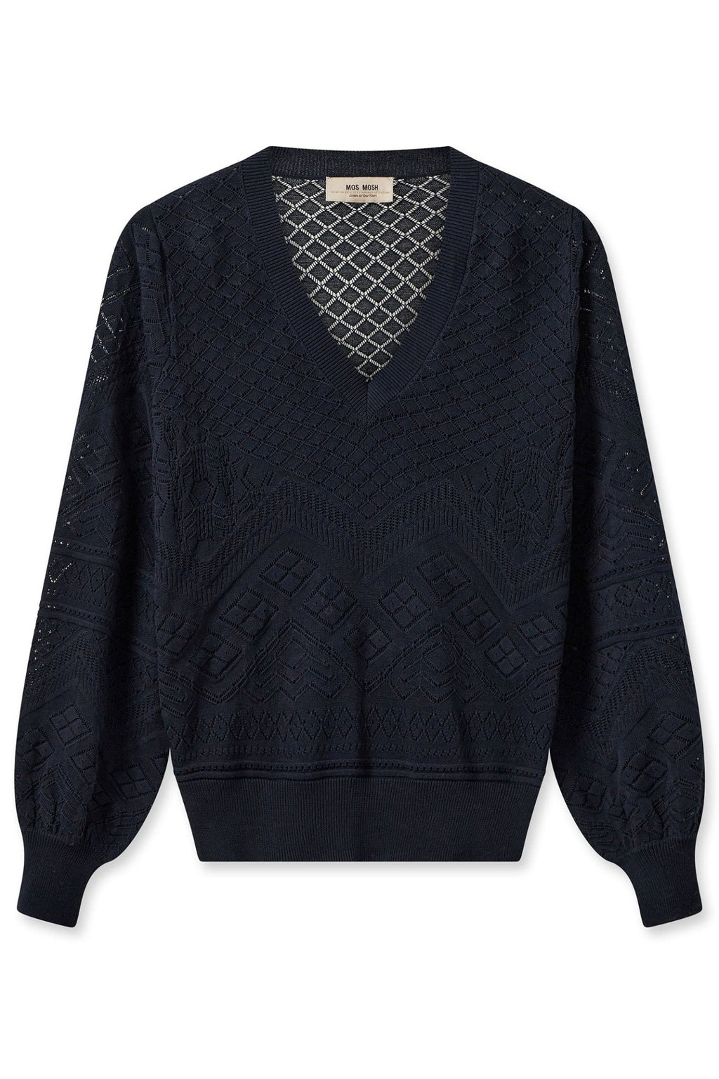 Mos Mosh 158830 MMInja Salute Navy V-Neck Jumper - Dotique