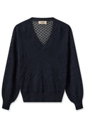 Mos Mosh 158830 MMInja Salute Navy V-Neck Jumper - Dotique