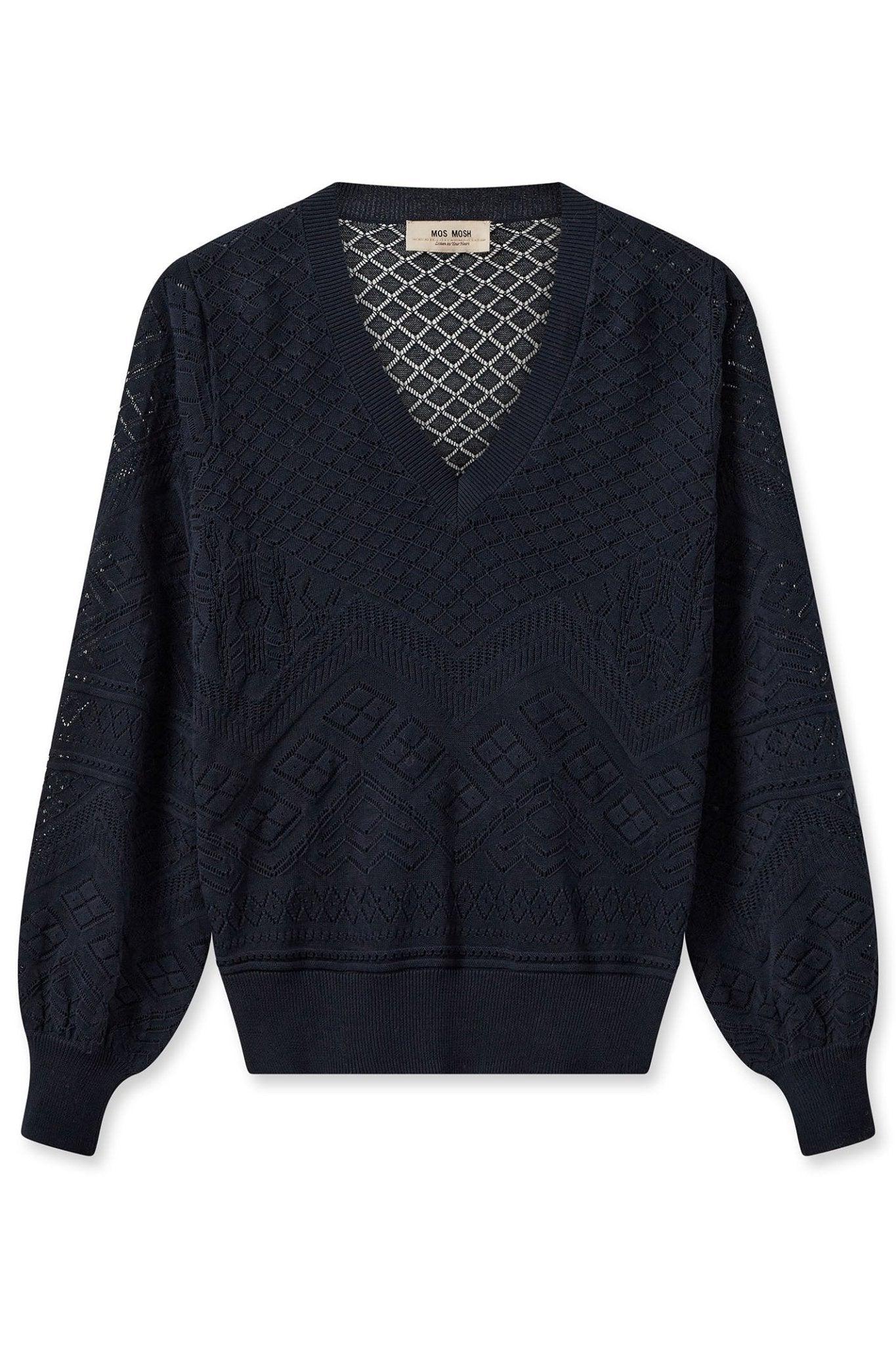 Mos Mosh 158830 MMInja Salute Navy V-Neck Jumper - Dotique